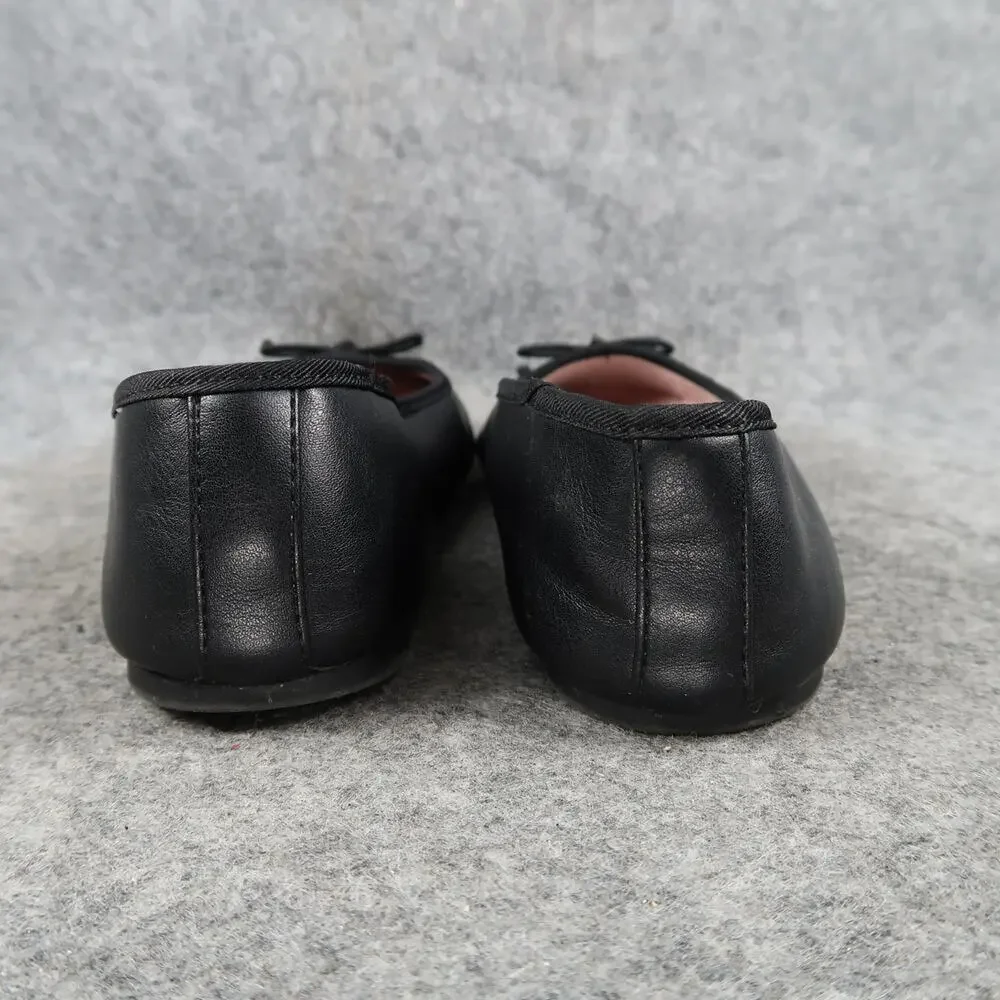 Wonder Nation Shoes Girls 2 Ballet Flats Elastic Strap Black Bow Slip On Kids